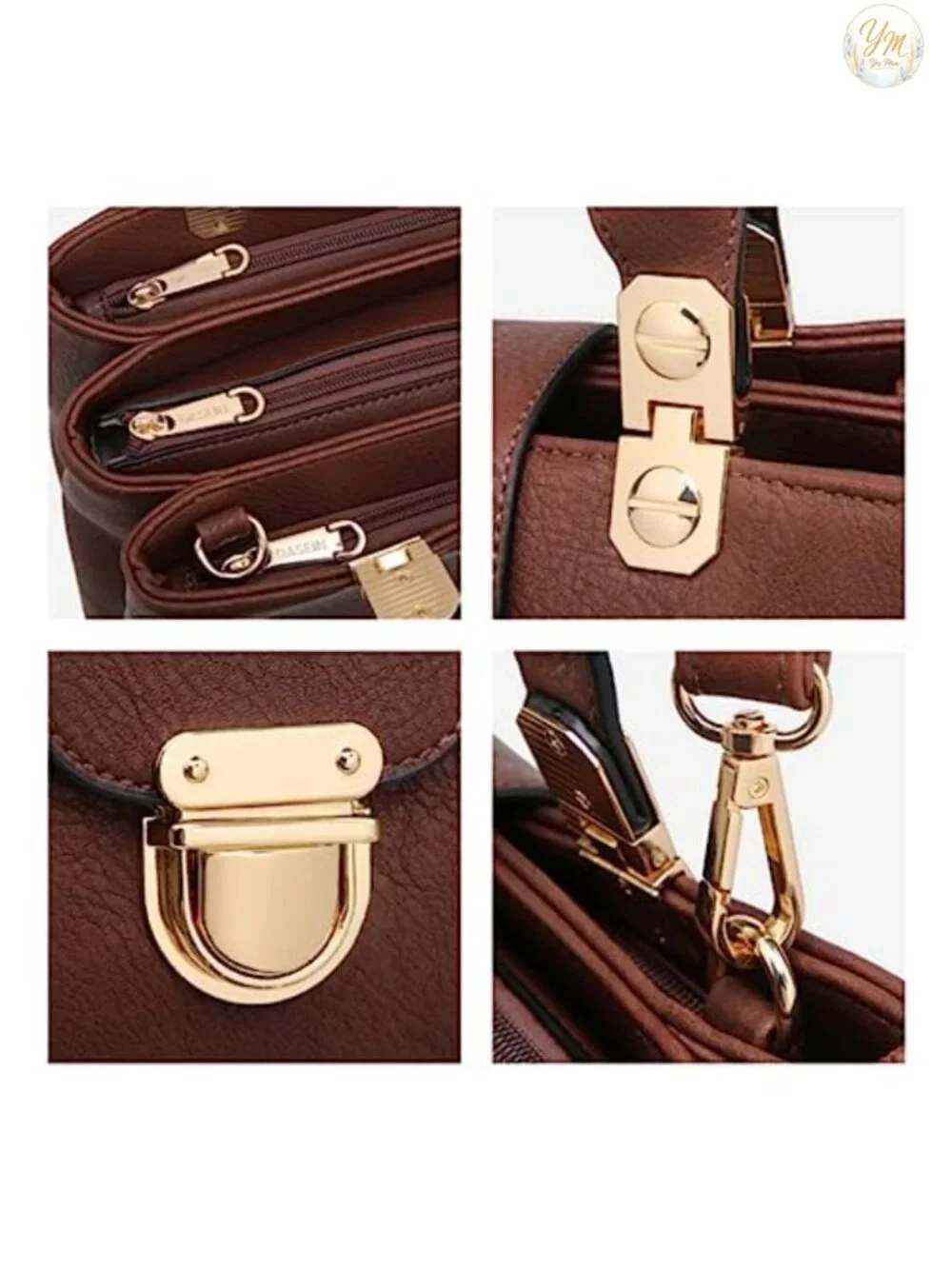 Vegan Leather Satchel Handbag Top Handle Tote with Detachable Shoulder Strap